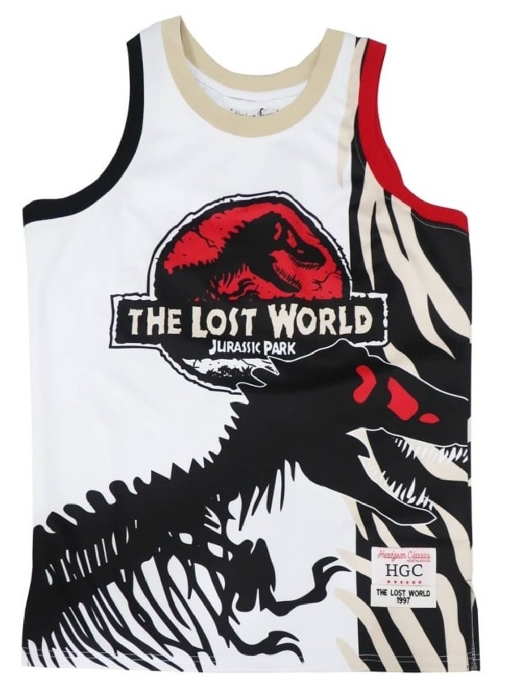 Jurassic Park 'The Lost World' Men's White Black Red Tank Jersey